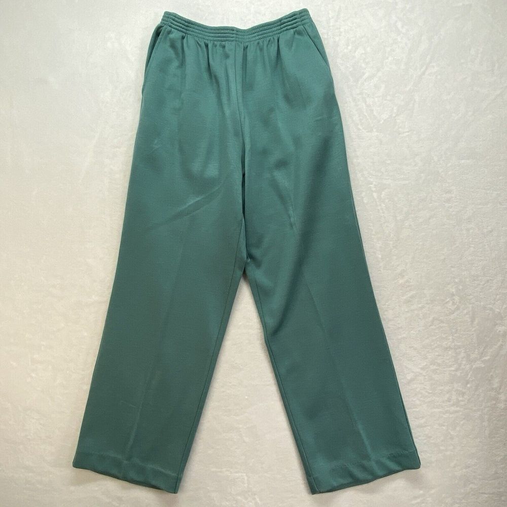 Alfred Dunner pants womens 10 Grandma pull on ankle pants Sea foam green‎ soft